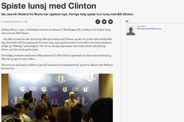 NRK: Spiste lunsj med Clinton