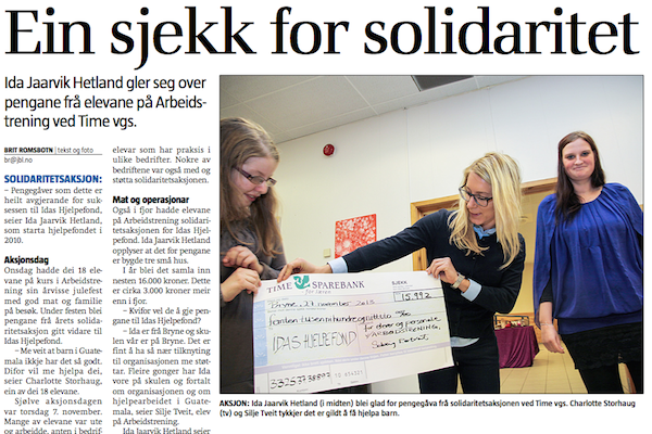 Jærbladet: Ein sjekk for solidaritet